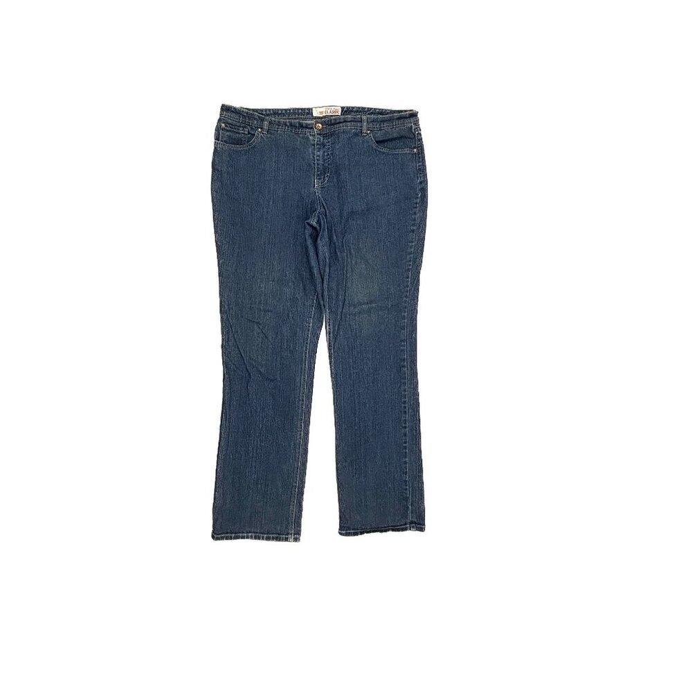 Faded Glory Classic Mid Rise Straight Leg Women's size 18 Tall Dark‎ Blue Jeans